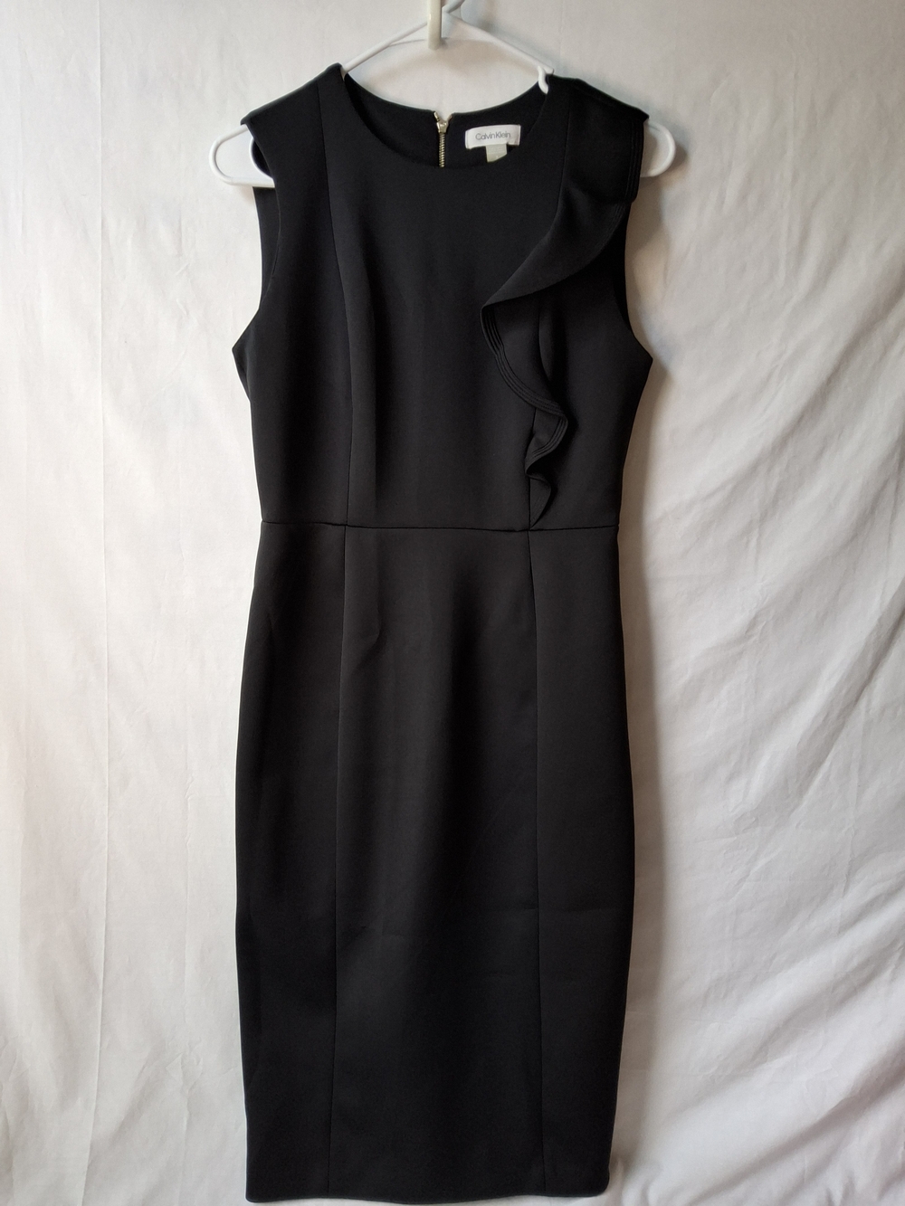 Calvin Klein Black Ruffle Sheath Dress
